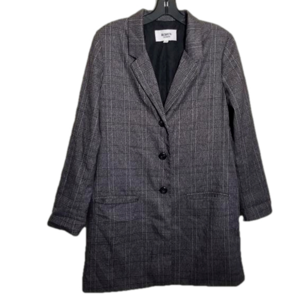 BB Dakota x Steve Madden Plaid Oversized Blazer Coat Grey Black Size Small